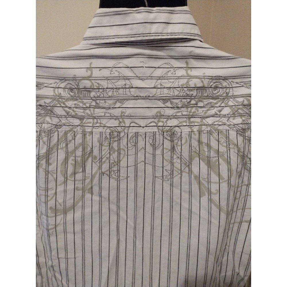 ROAR Buckle Enough Excuses Embroidered White Long Sleeve Button Shirt Men's XL - Picture 5 of 12